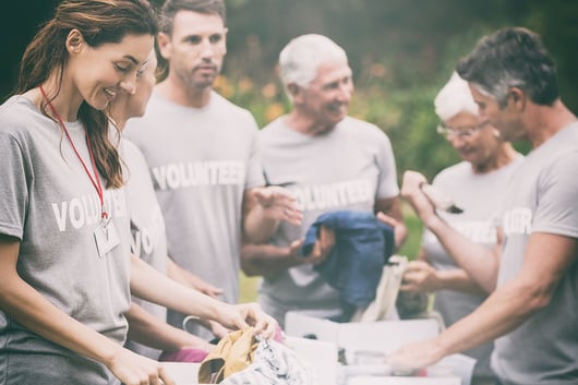 Volunteers preparing food